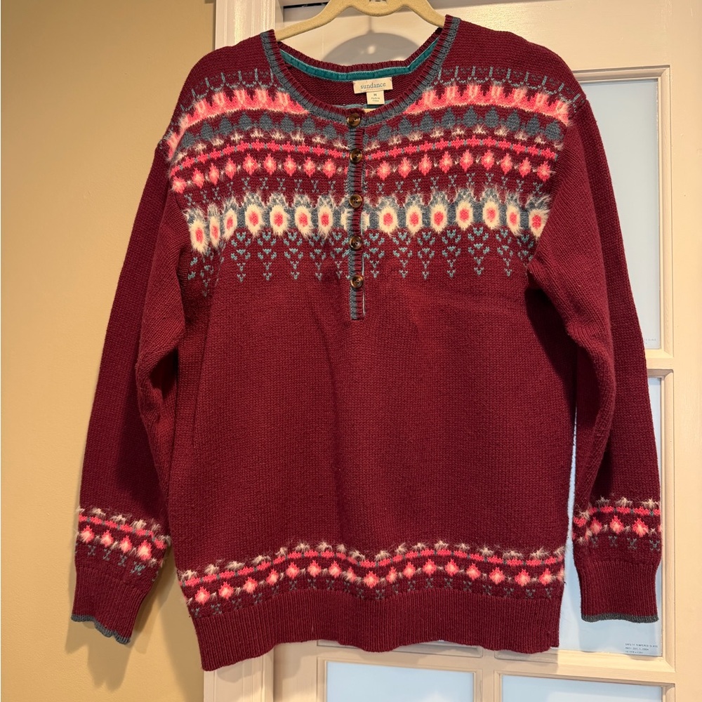 Sundance Fair Isle Burgundy Sweater